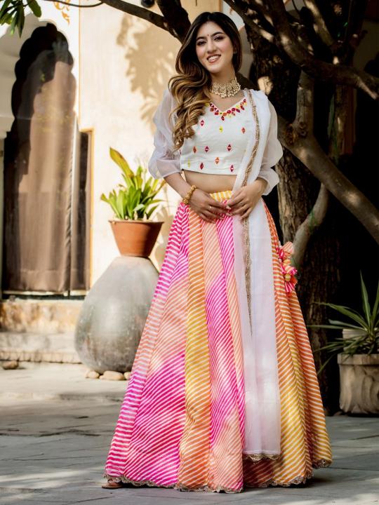 Multicolor Digital Printed Lehenga