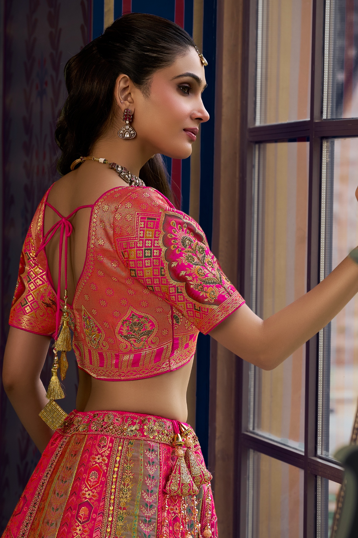 Multicolor Floral Embroidery Banarasi Premium Silk Lehenga Choli — alternate view