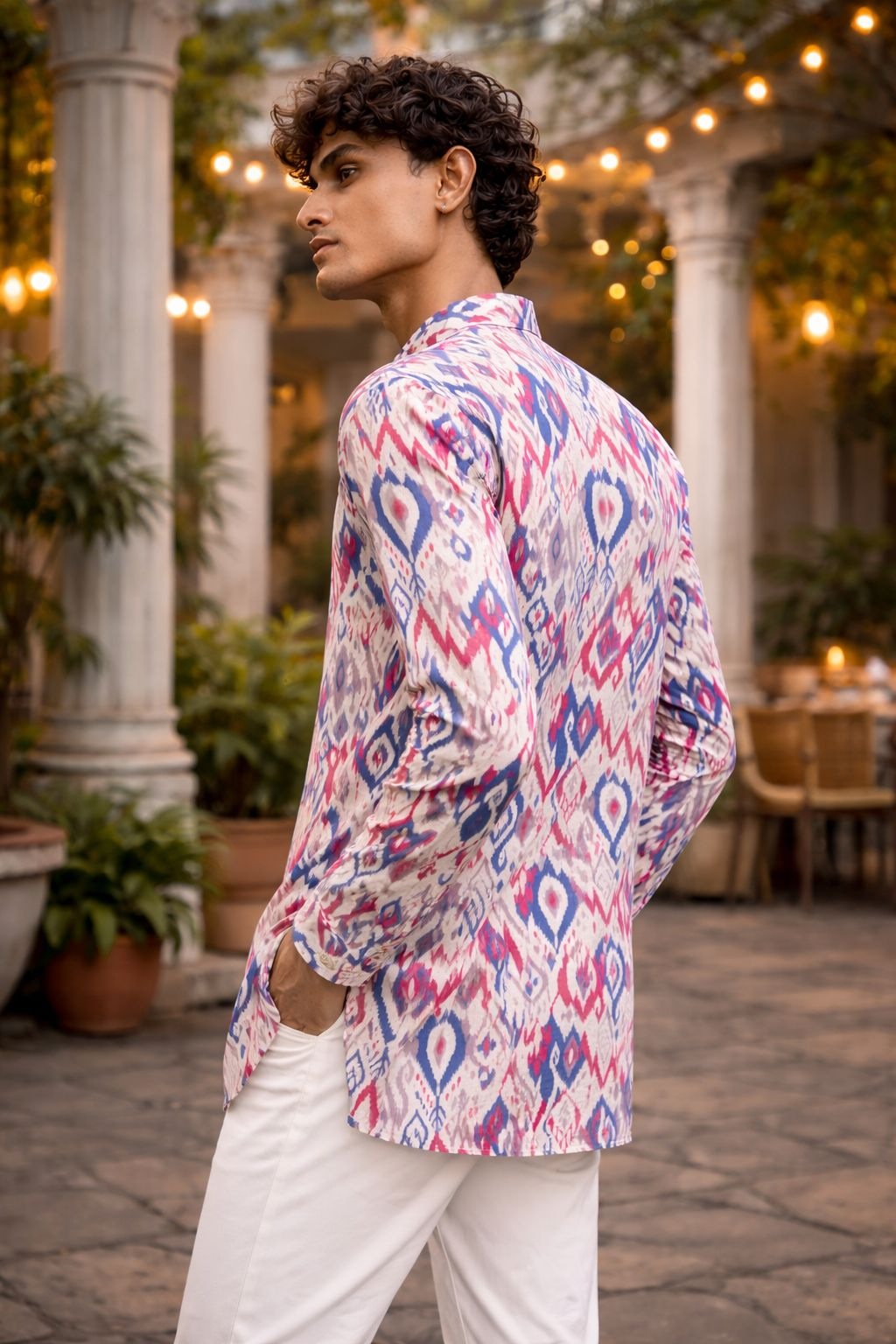 Multicolor Fusion Printed Linen Kurta — alternate view
