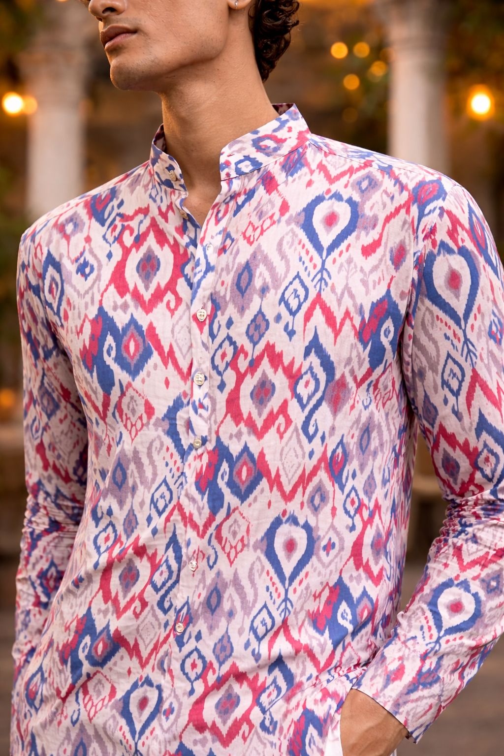 Multicolor Fusion Printed Linen Kurta