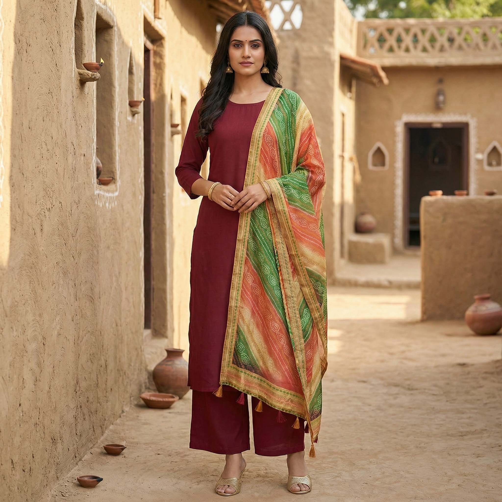 Multicolor Kalamkari Heritage Linen Silk Designer Dupatta