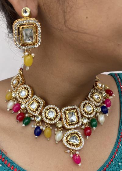 Multicolor Kundan Nacklace Set