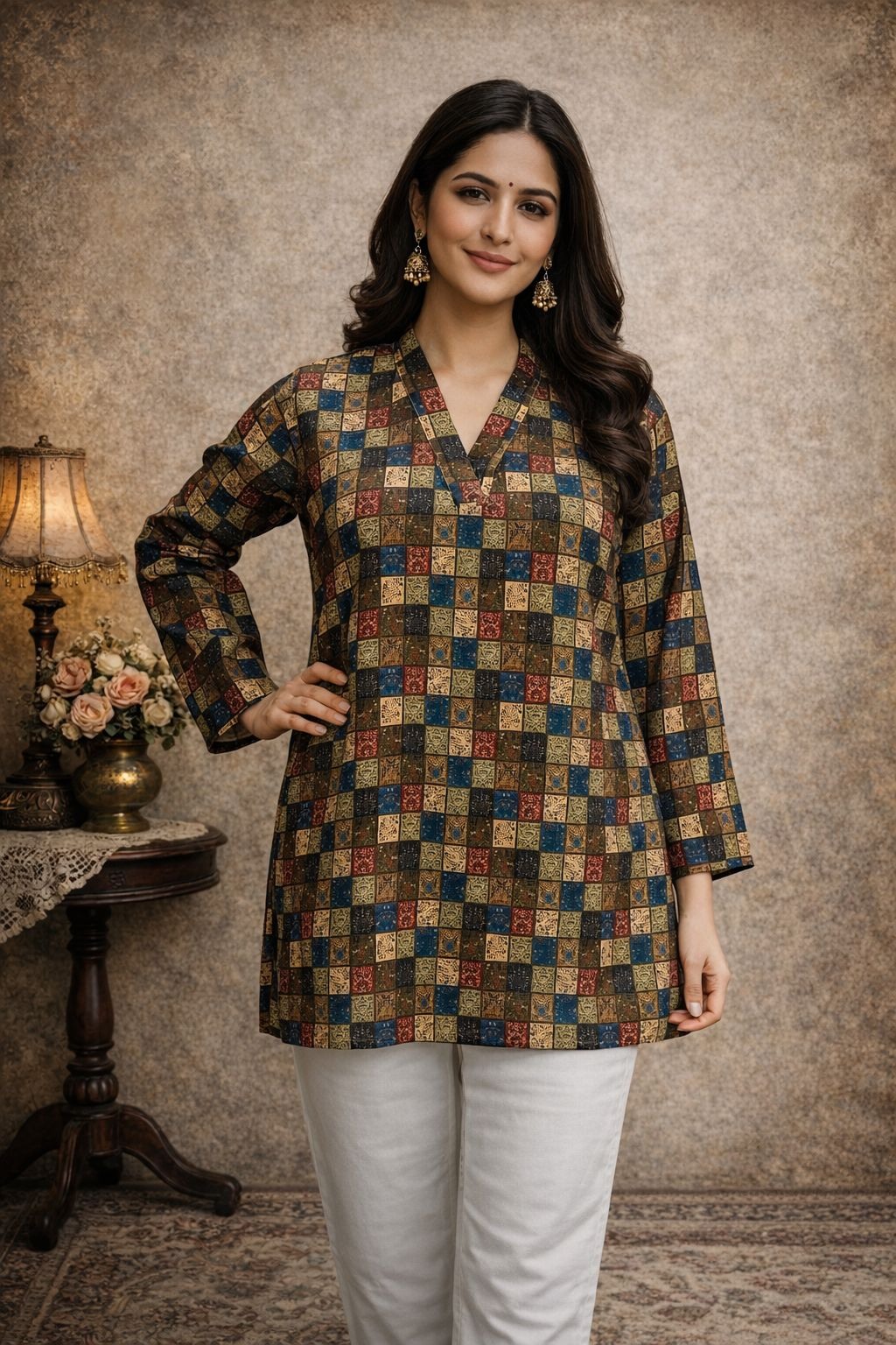 Multicolor Maslin Digital Printed Kurti