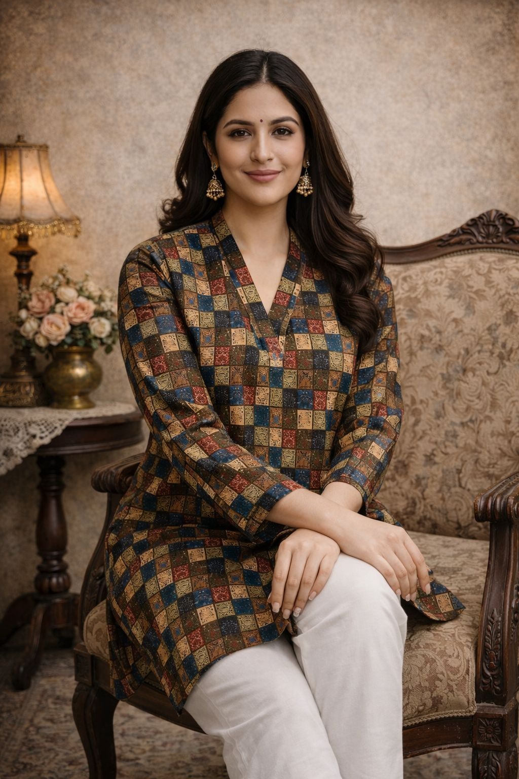 Multicolor Maslin Digital Printed Kurti