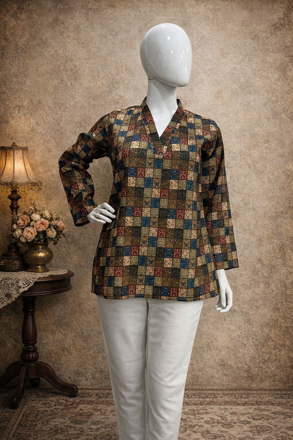 Multicolor Maslin Digital Printed Kurti