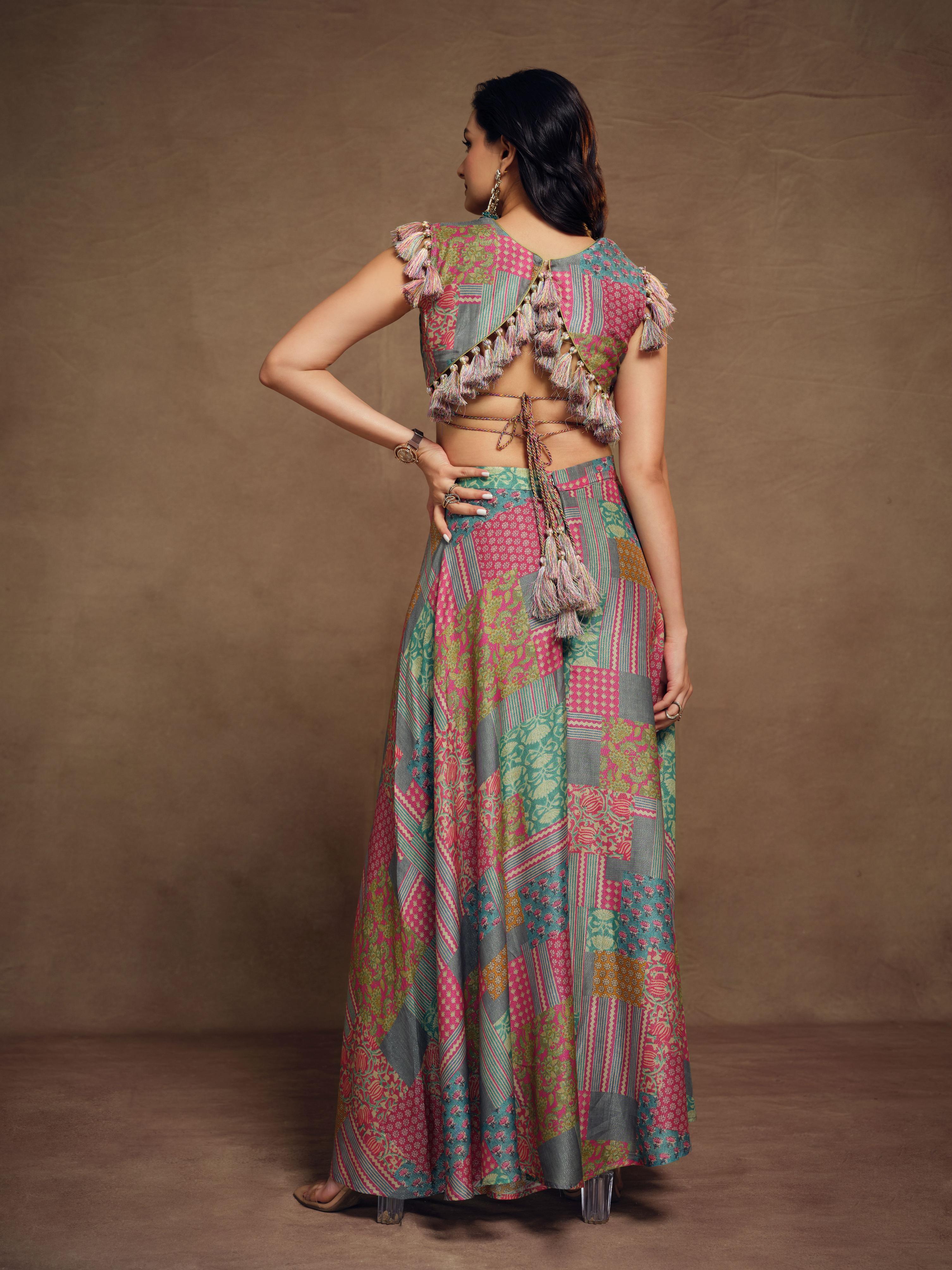 Multicolor Muslin Western Readymade Dress
