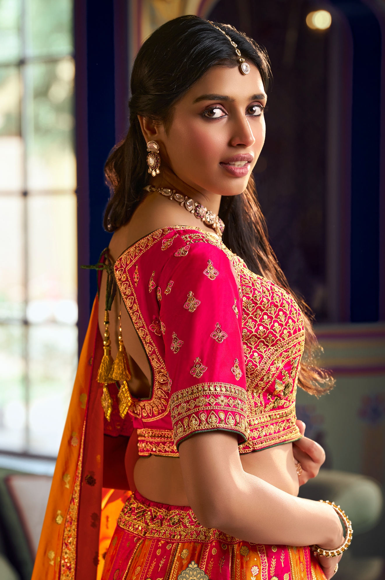 Multicolor Paisley Embroidery Banarasi Premium Silk Lehenga Choli — alternate view