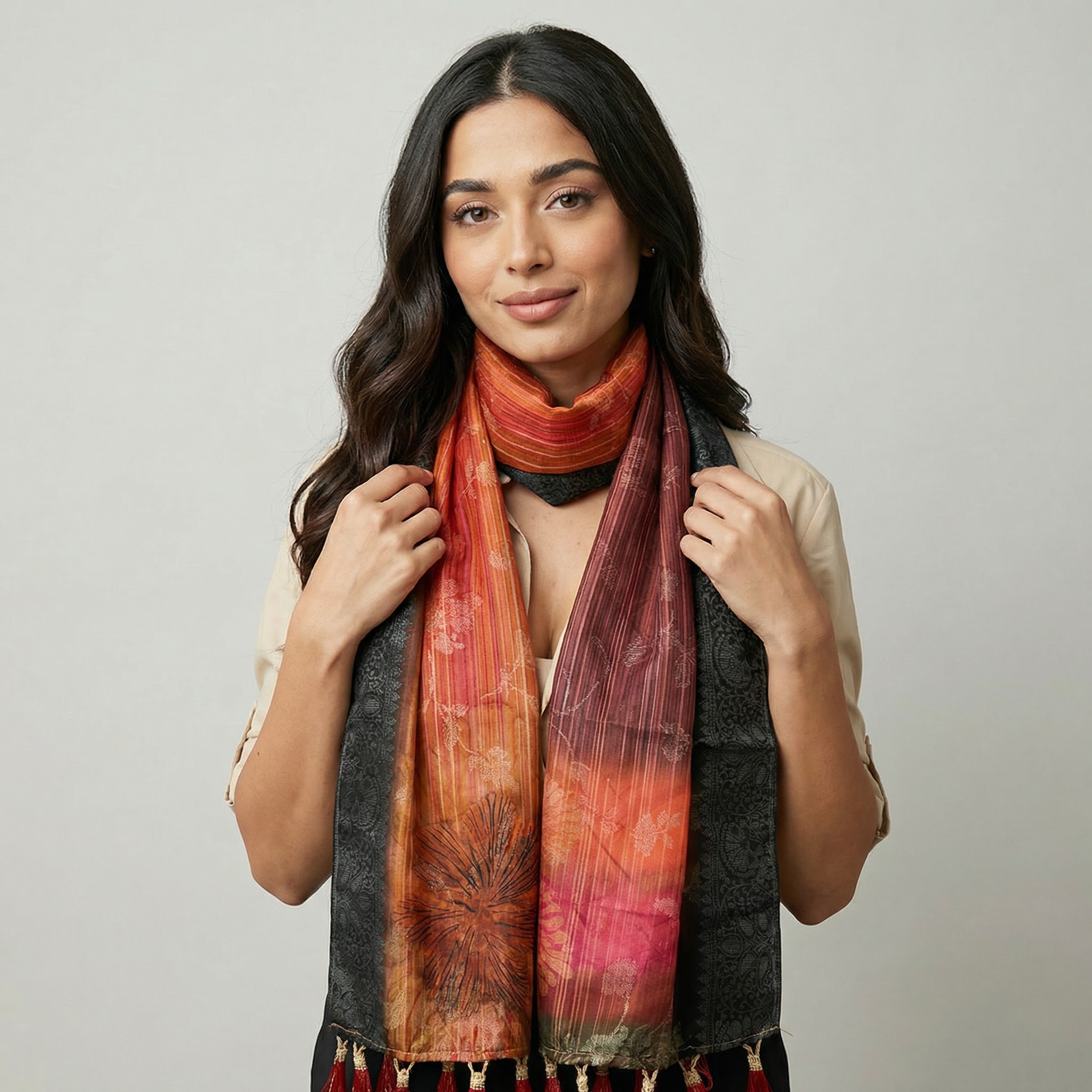 Multicolor Paisley Heritage Print Jacquard Silk Designer Dupatta — alternate view