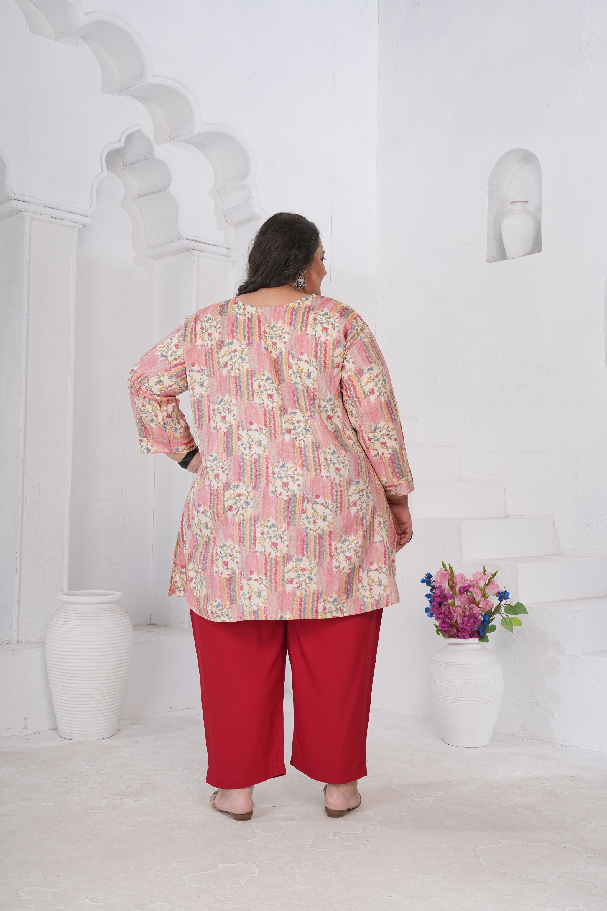 Multicolor Patchwork Rayon Slub Kurti — alternate view