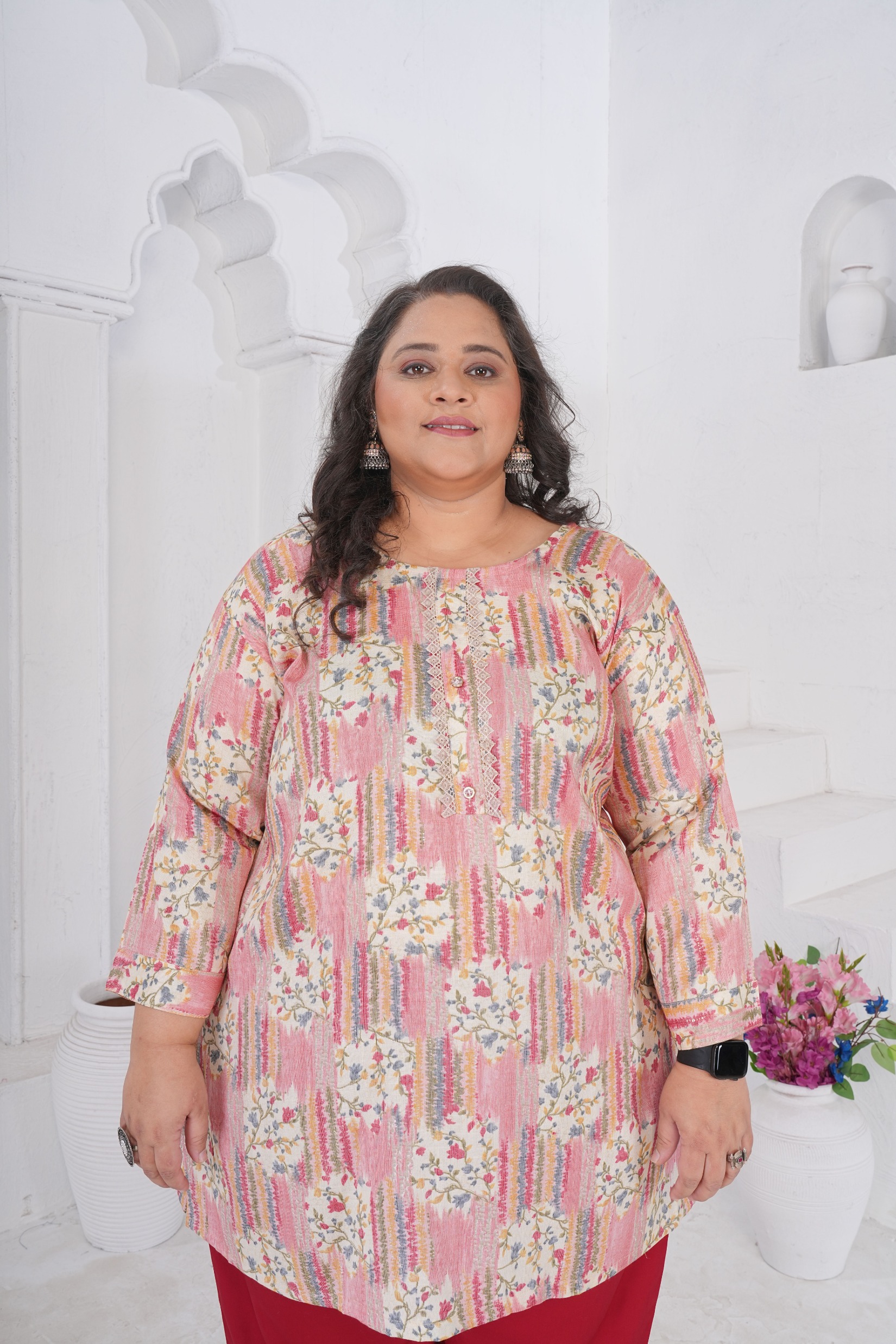 Multicolor Patchwork Rayon Slub Kurti