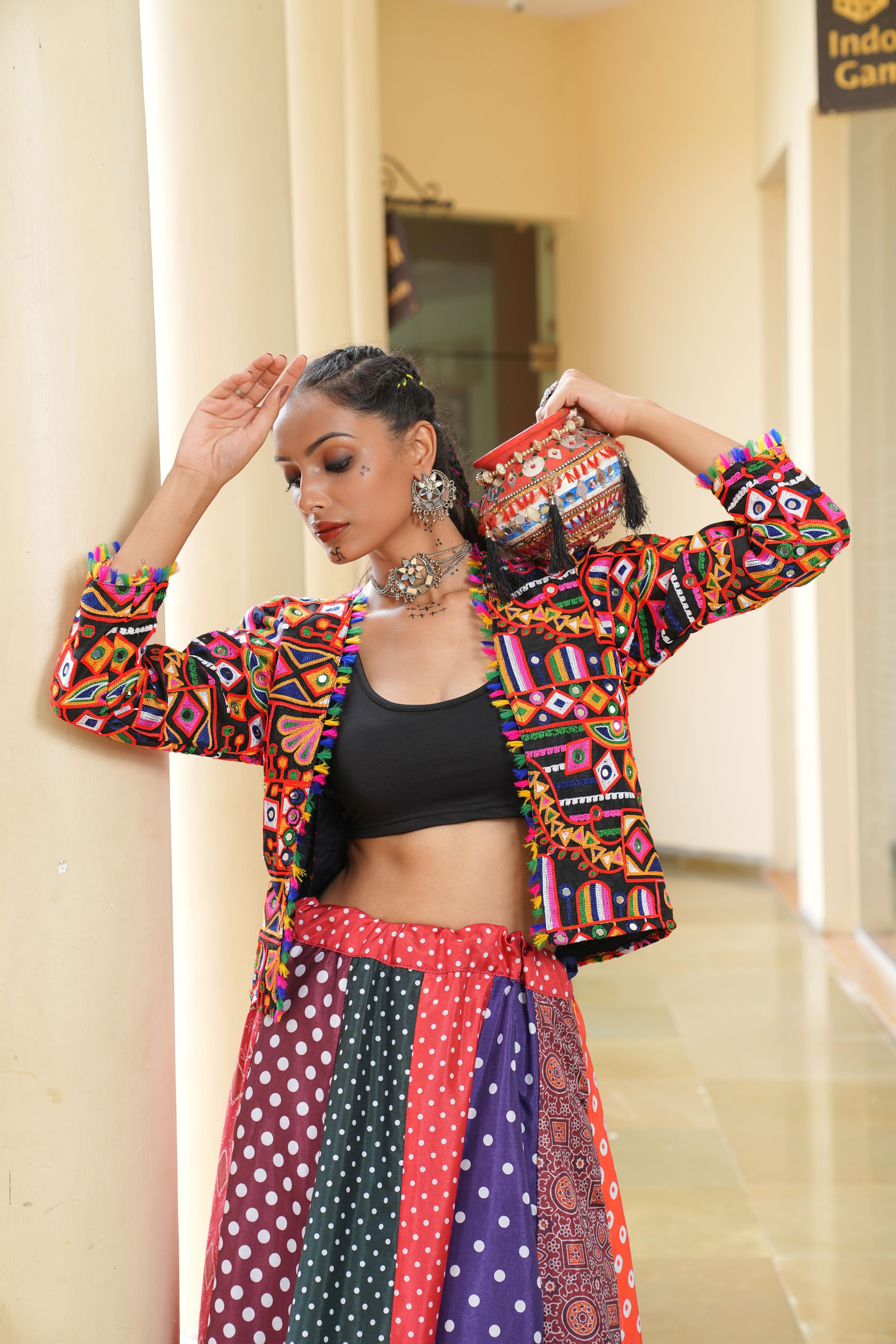 Multicolor Silk Crepe Embroidery Lehenga — alternate view