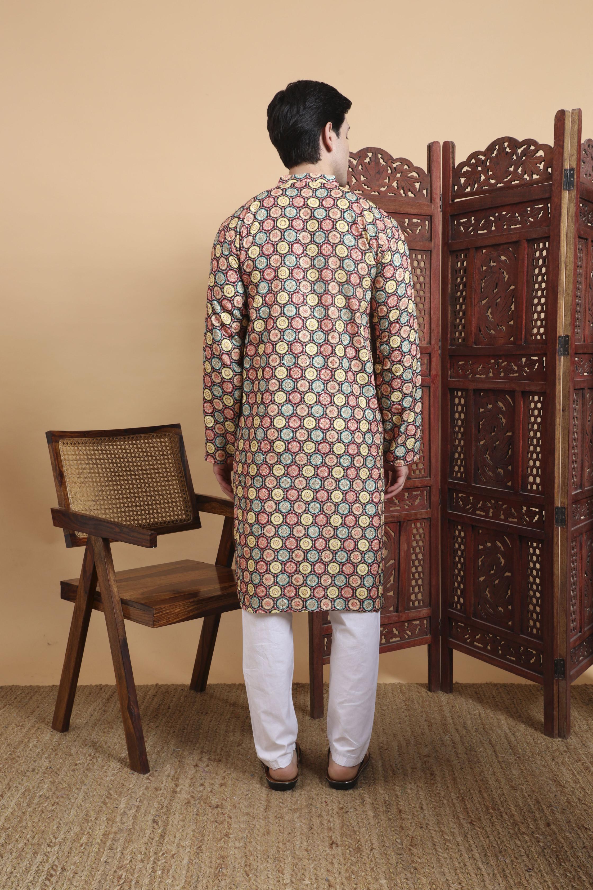 Multy Art Silk Kurta With Payjama