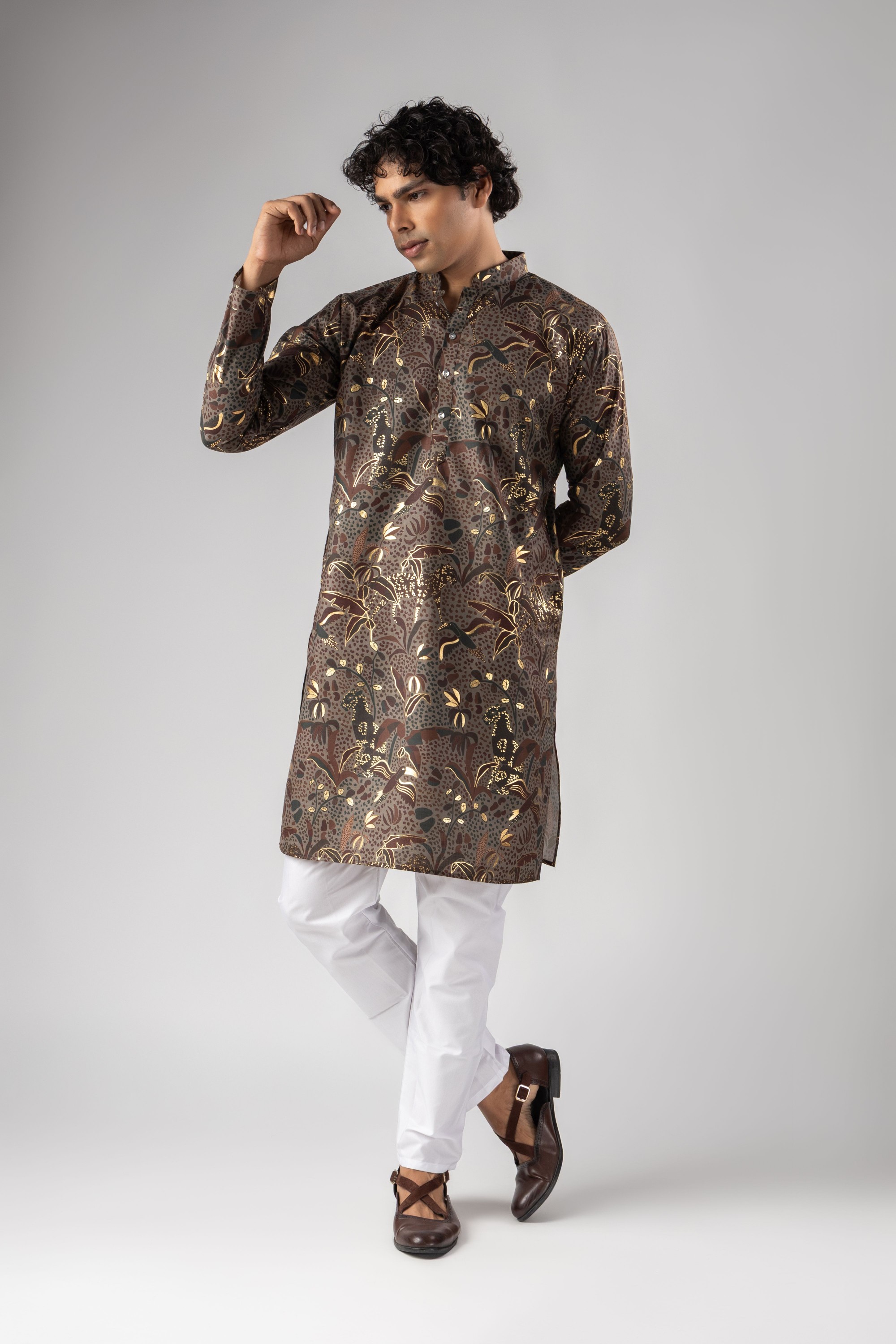 Multy Nature Inspired Foil Print Magnet Kurta Pyjama