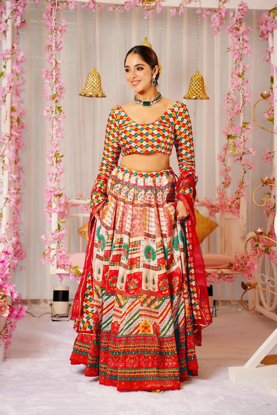 Multy Silk Crop Top Lehenga