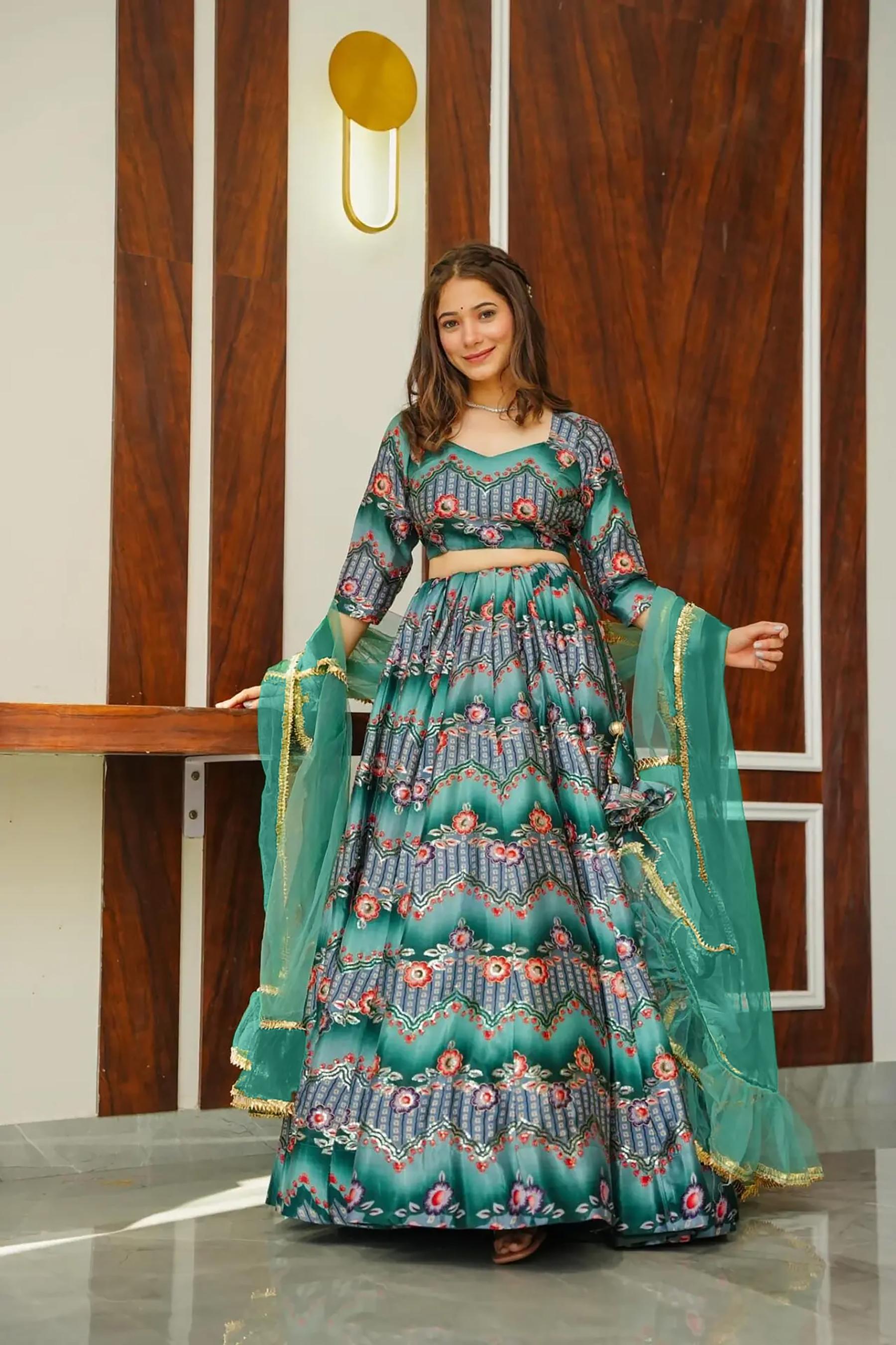 Multy Silk Crop Top Lehenga