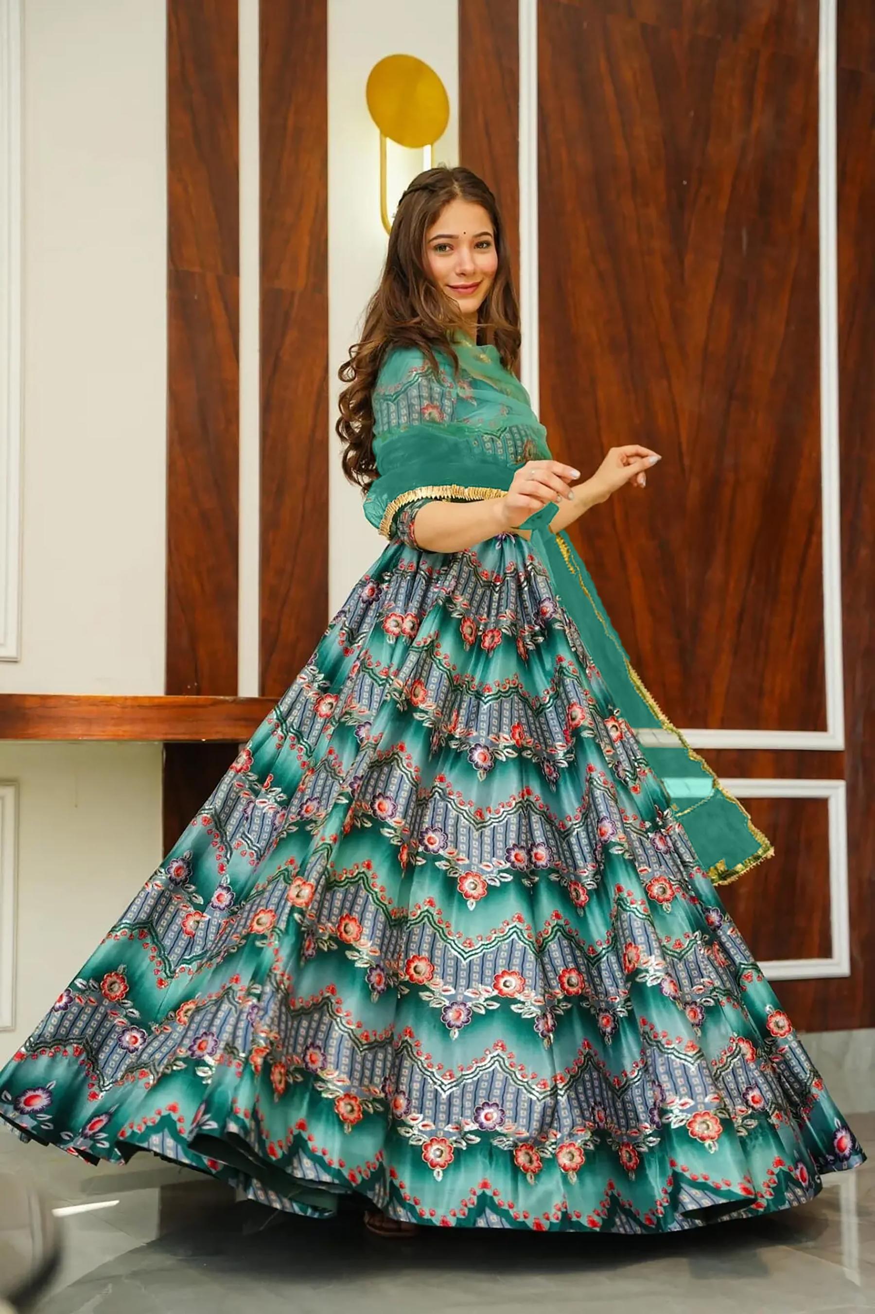 Multy Silk Crop Top Lehenga