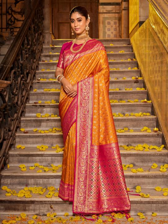 Mustard Banarasi Silk Saree