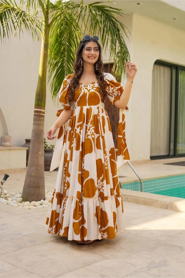 Mustard Cambric Cotton Gown