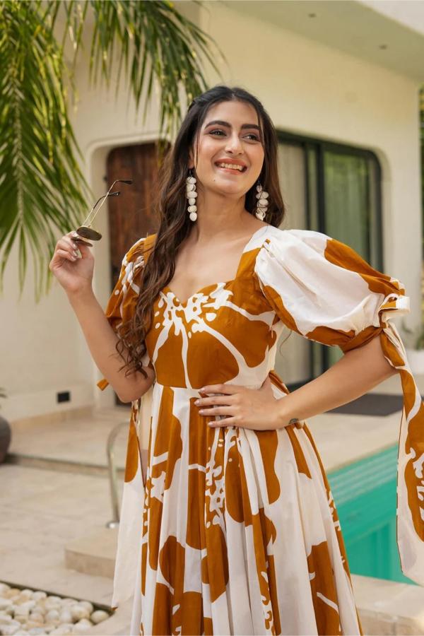 Mustard Cambric Cotton Gown