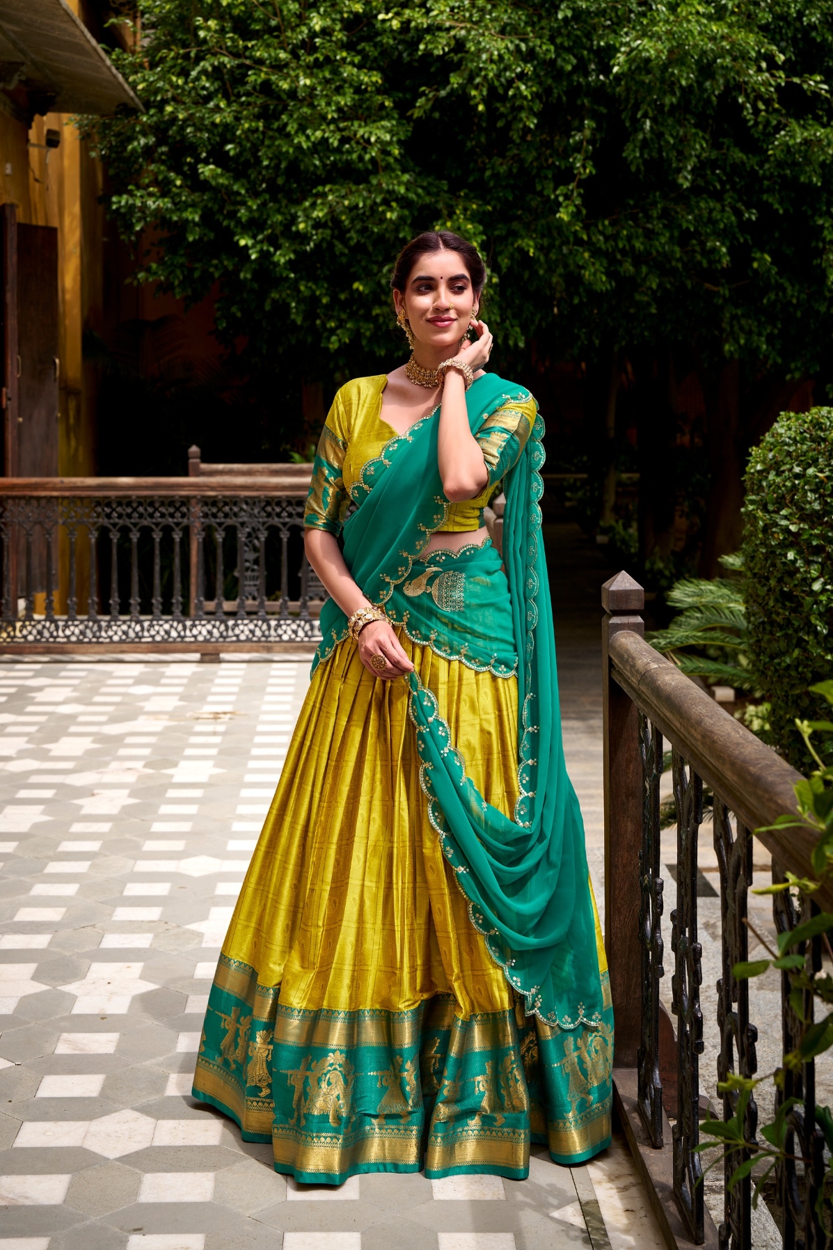 Mustard Cotton Lehenga Choli