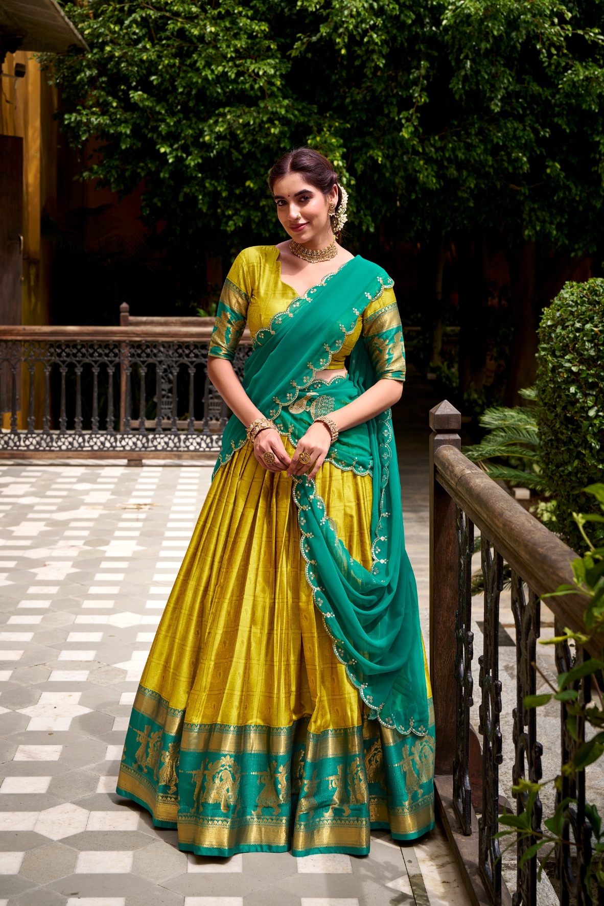 Mustard Cotton Lehenga Choli