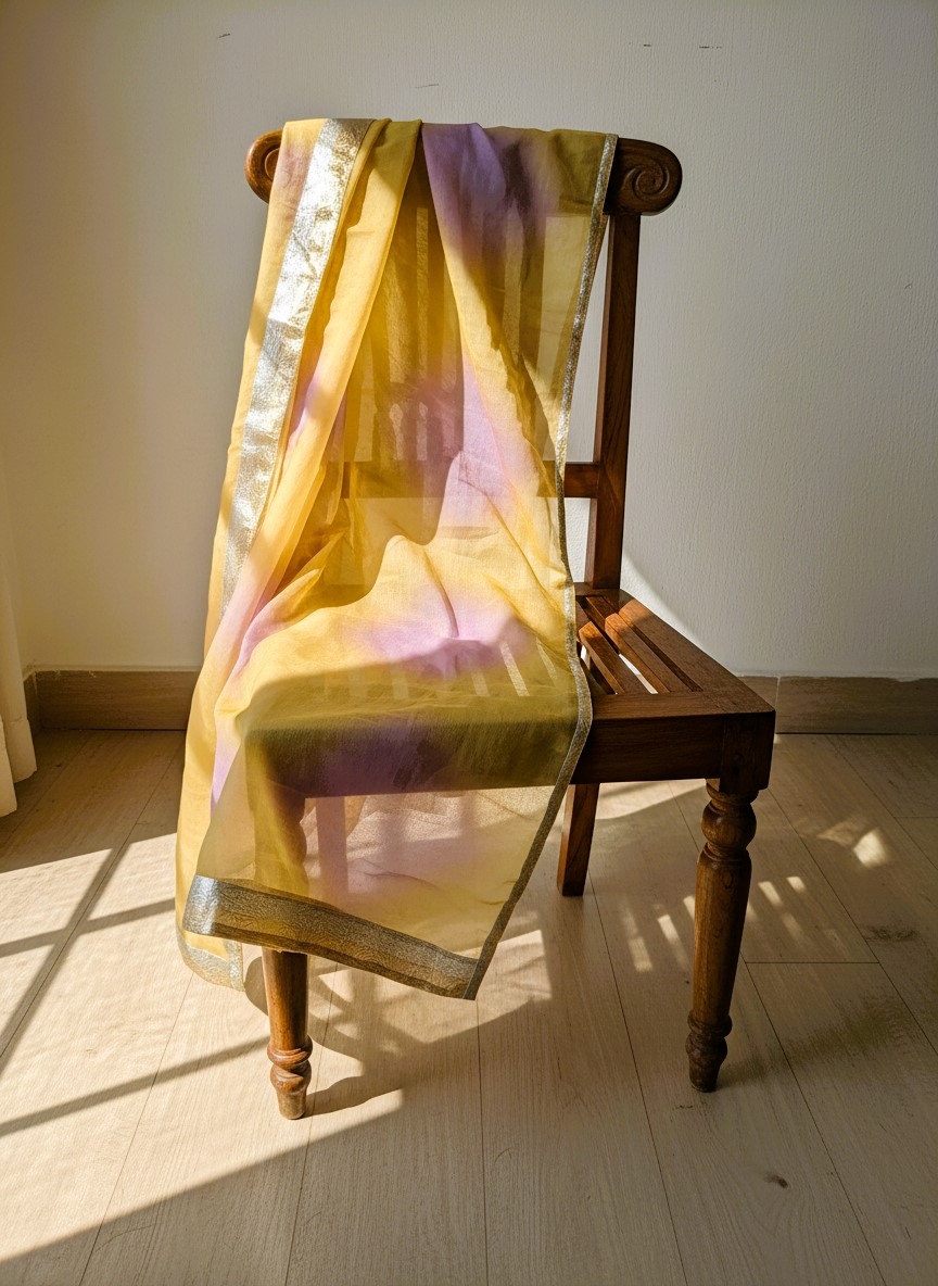 Mustard Designer Digital Printed Organza Dupatta