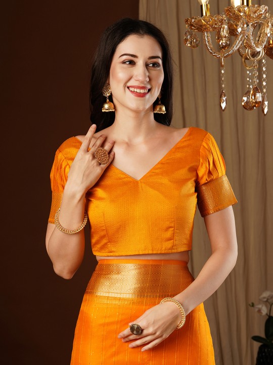Mustard Designer Organza Saree
