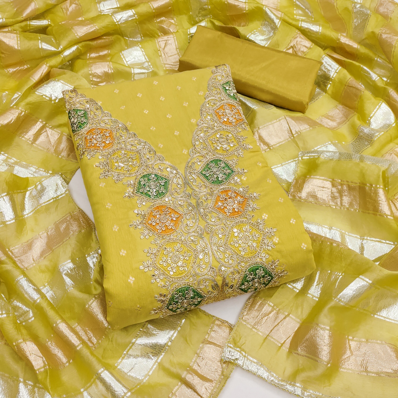 Mustard Embroidered Modal Butti Salwar Suit