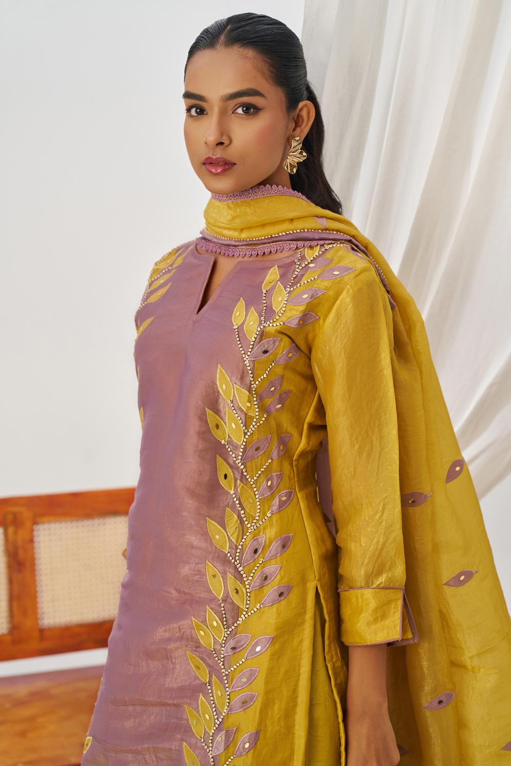 Mustard Fancy Crush Silk Readymade Suit