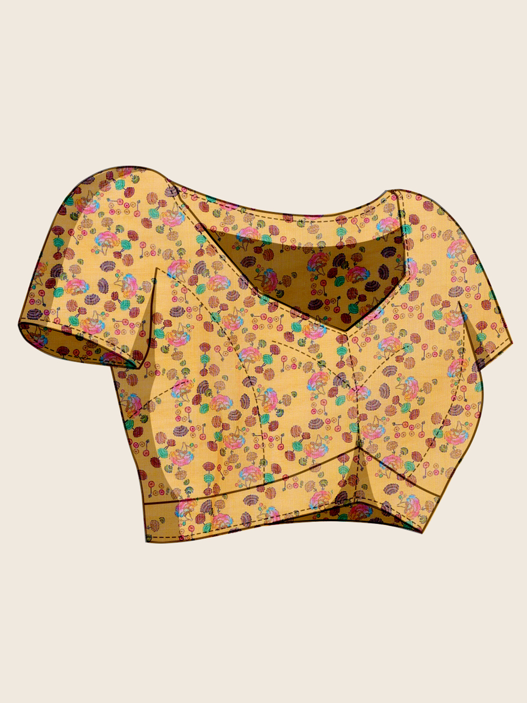 Mustard Linen Silk Printed Zari Designer Saree