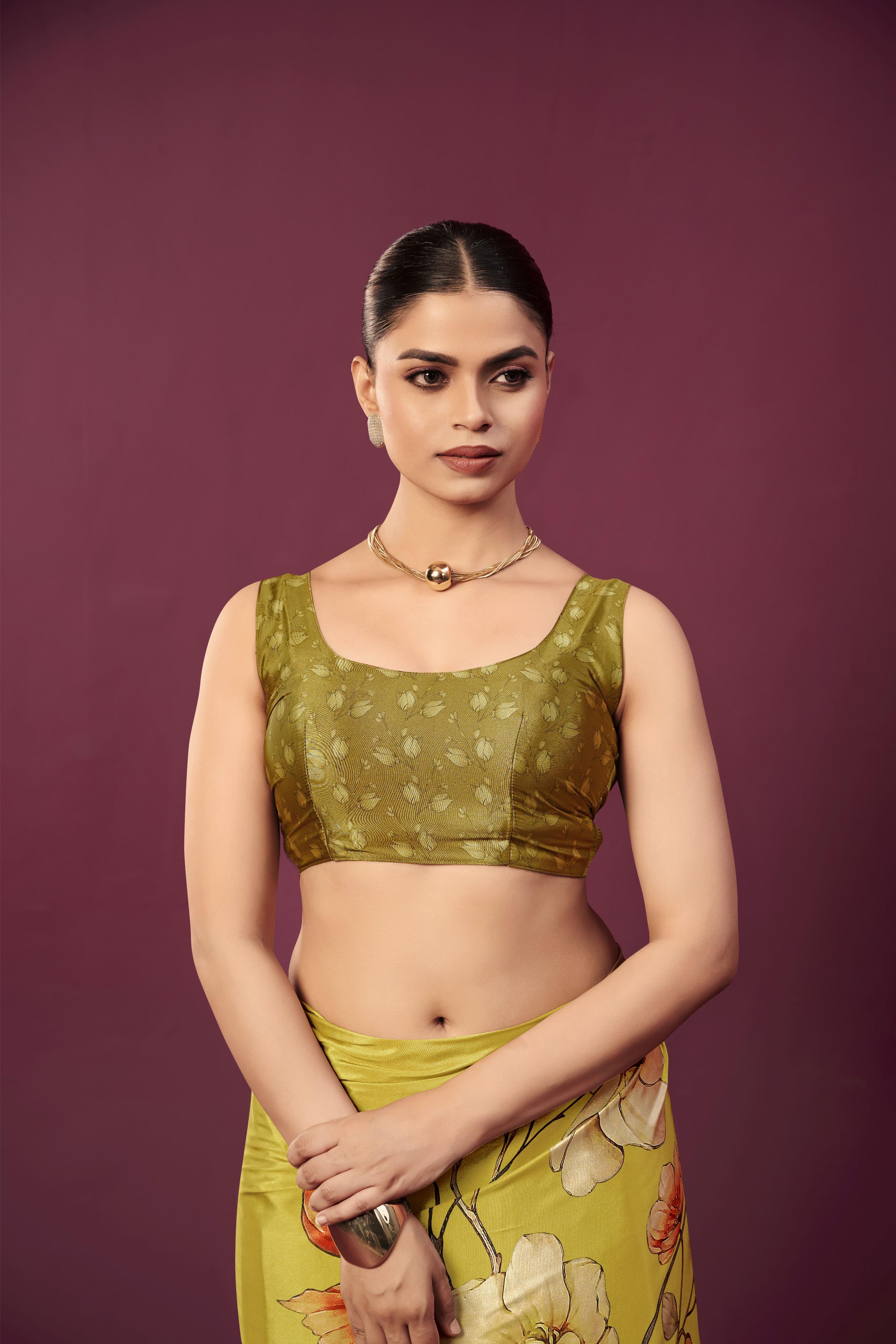 Mustard Malai Crepe Silk Saree