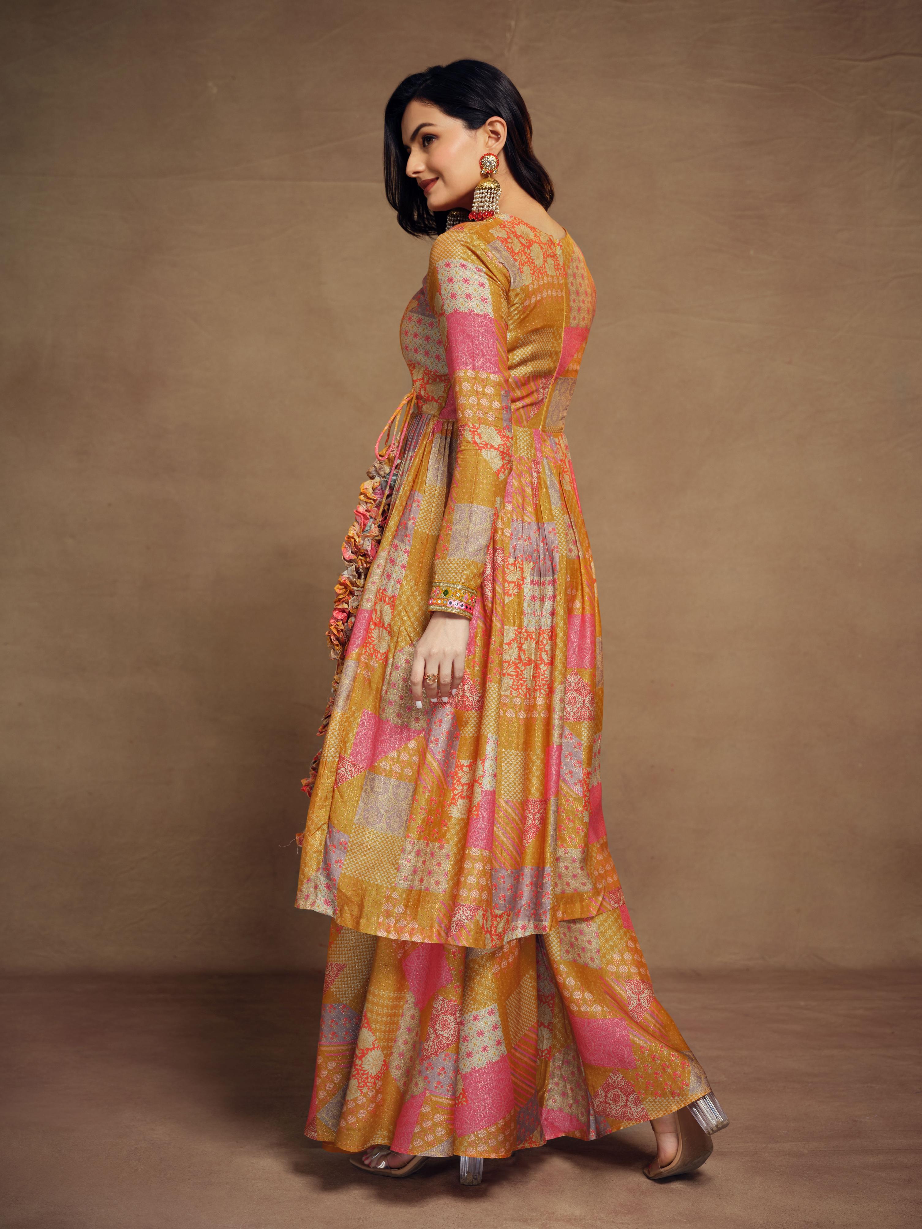 Mustard Muslin Readymade Dress — alternate view