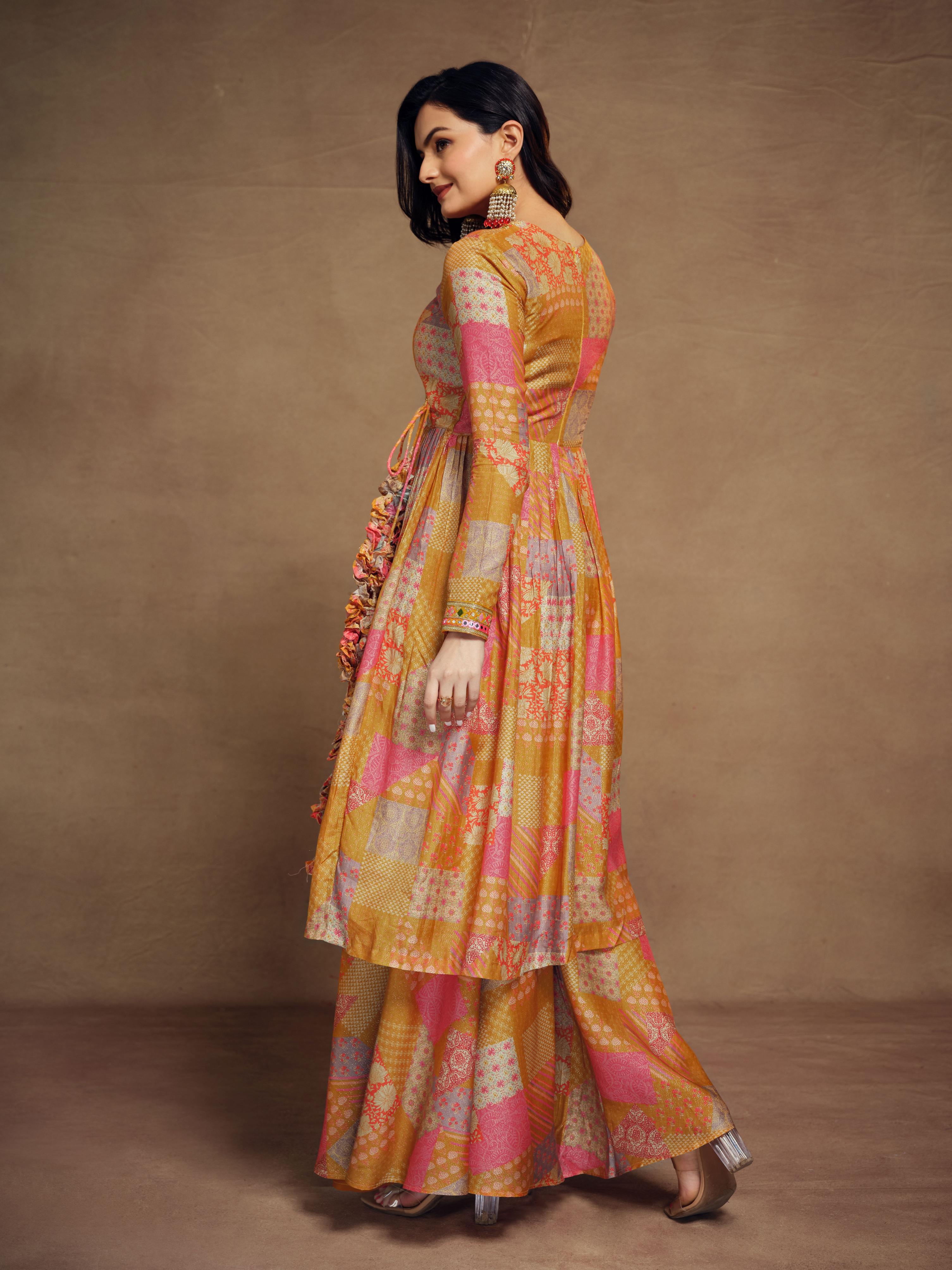 Mustard Muslin Western Readymade Dress