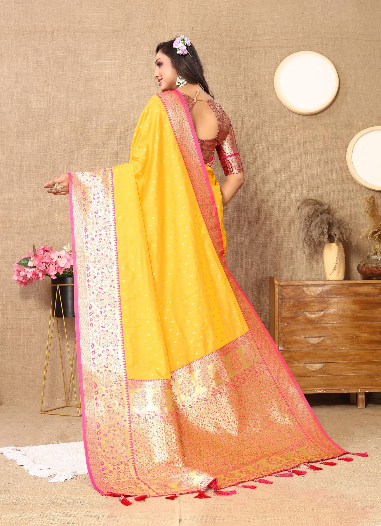 Mustard Pink Soft Silk Saree — alternate view