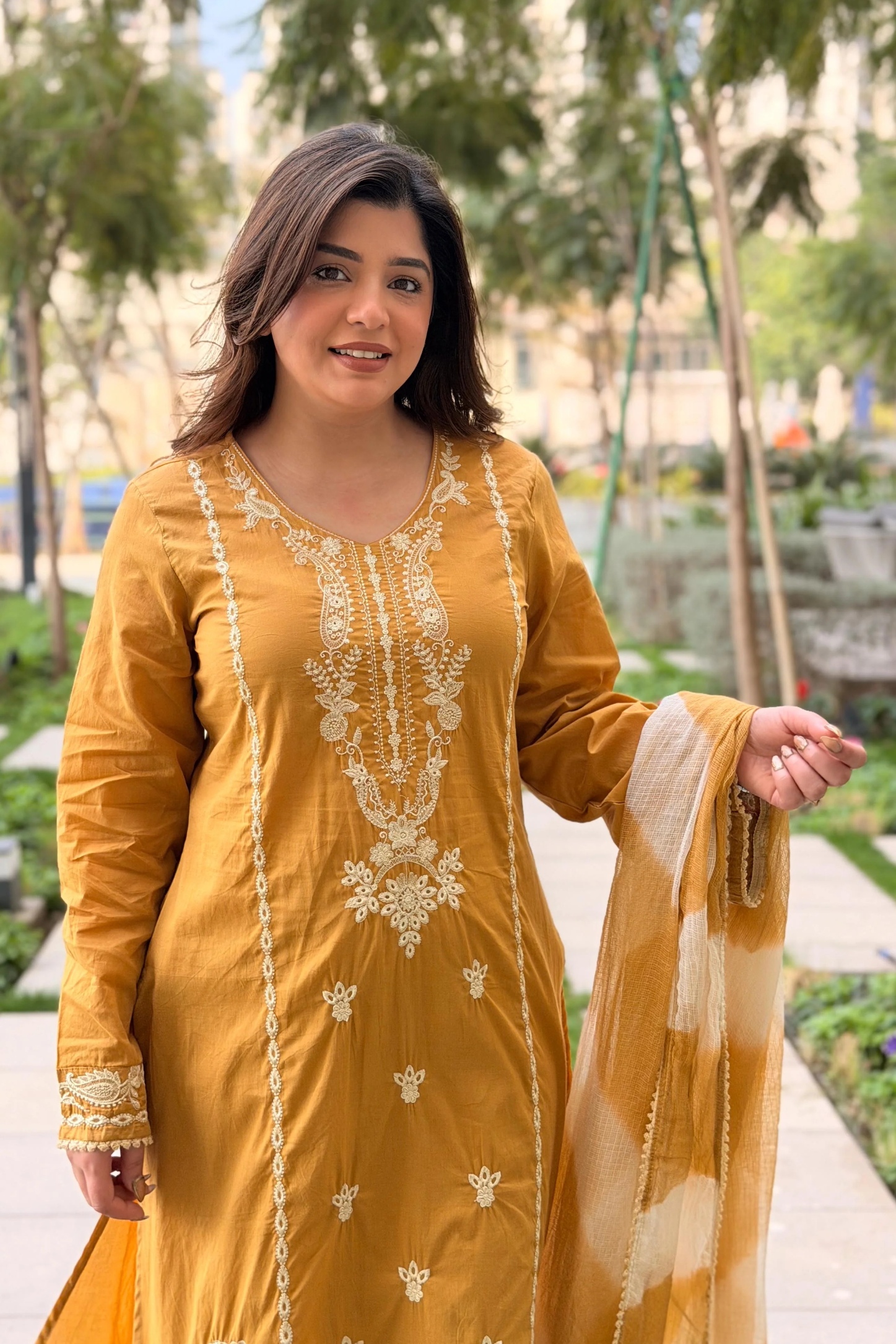 Mustard Roman Silk Palazzo Suit
