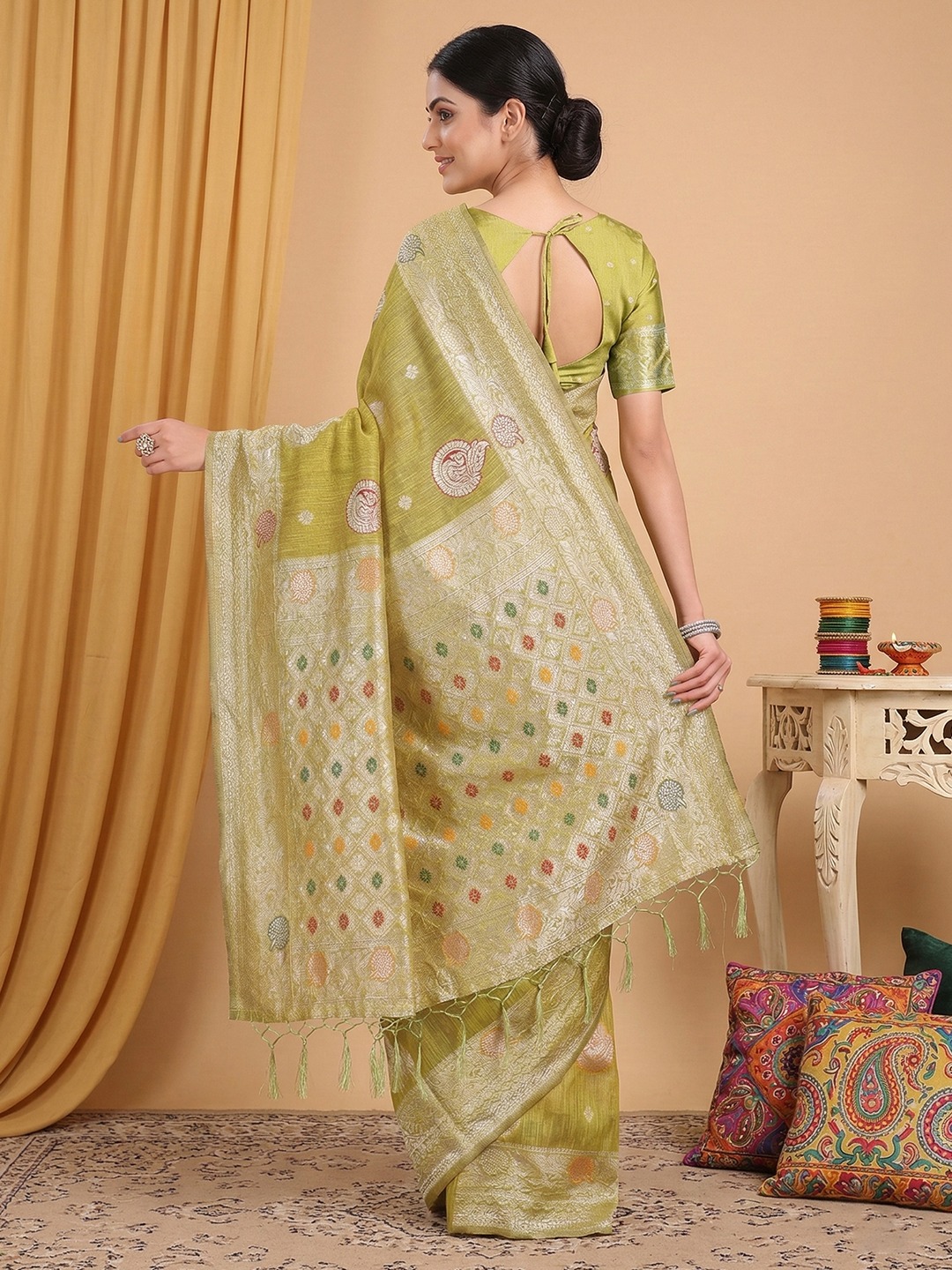Mustard Royal Woven Linen Cotton Saree