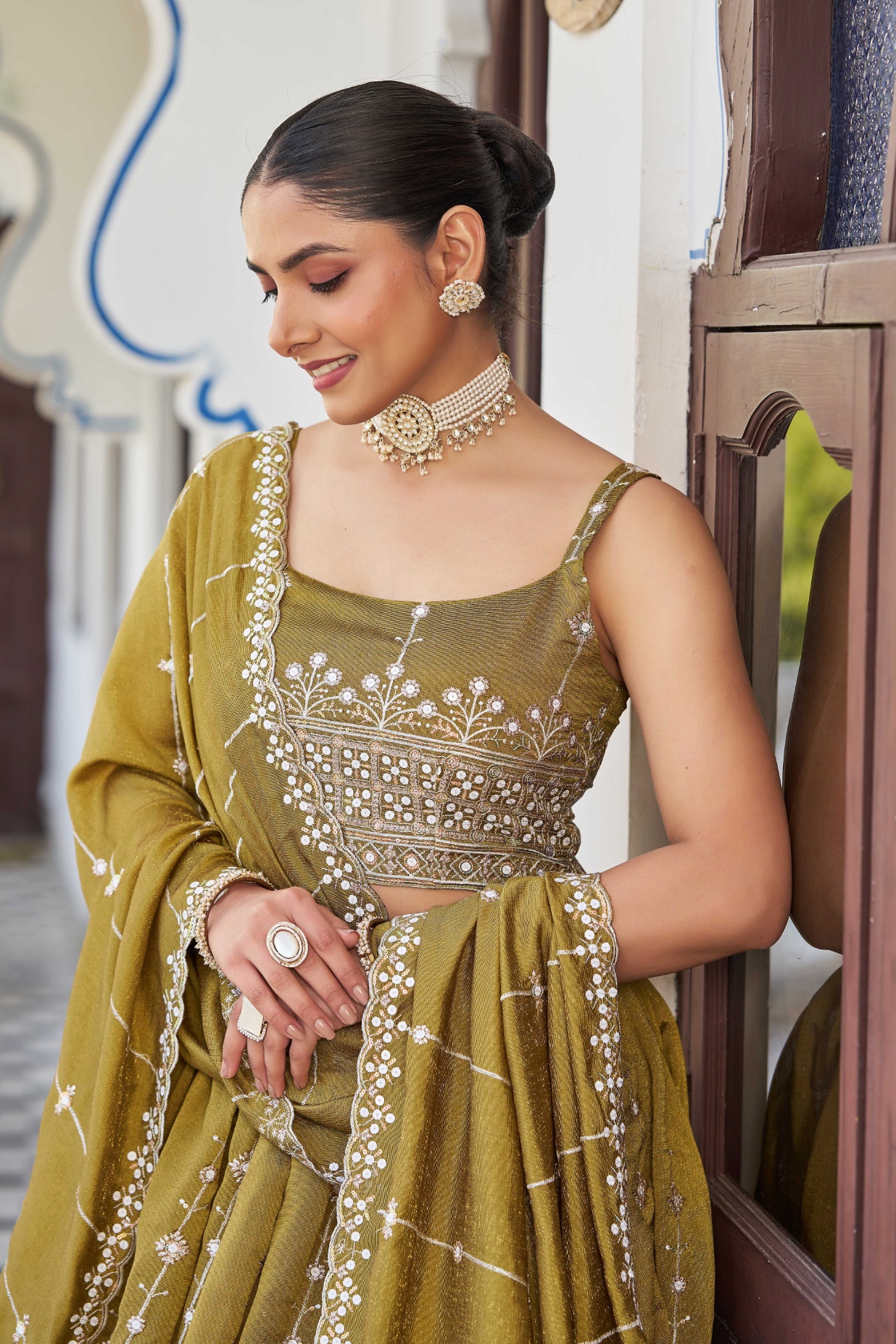 Mustard Sequins Silk Designer Lehenga Choli