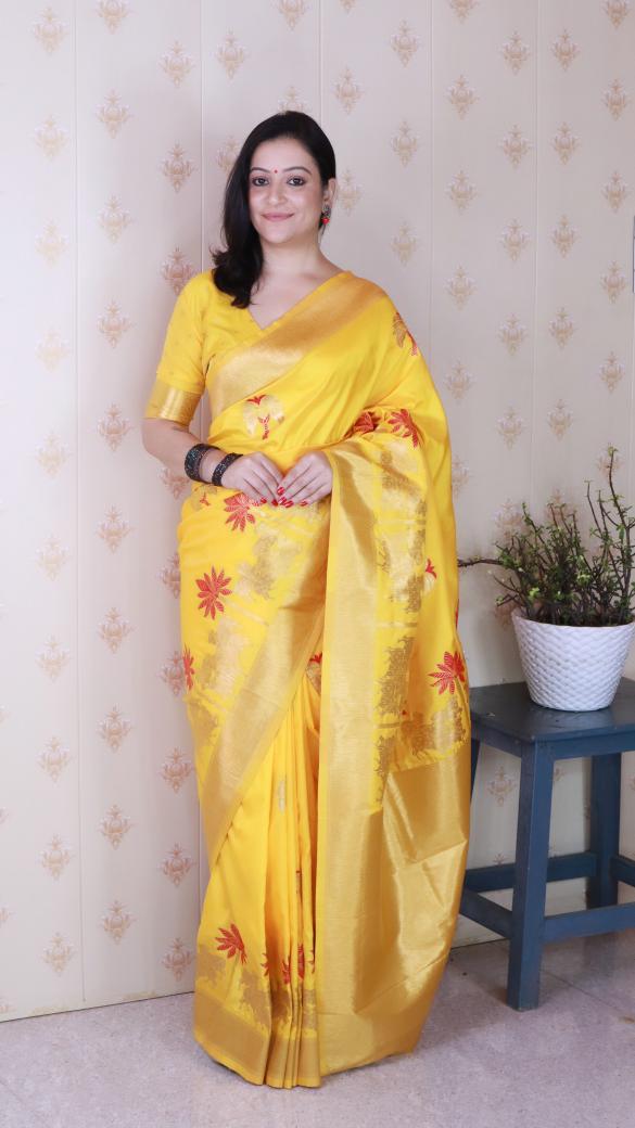 Mustard Soft Silk Saree