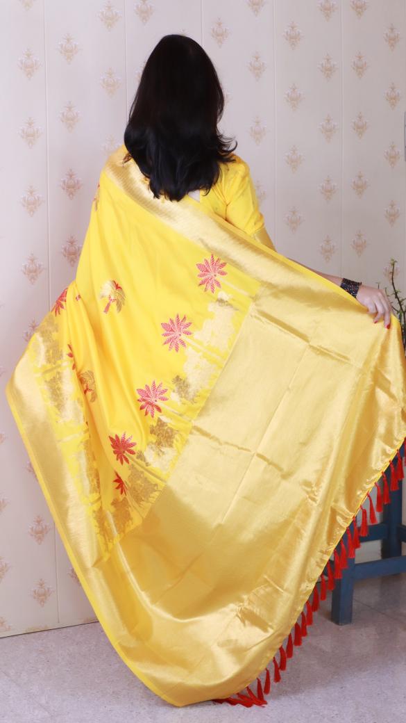 Mustard Soft Silk Saree — alternate view