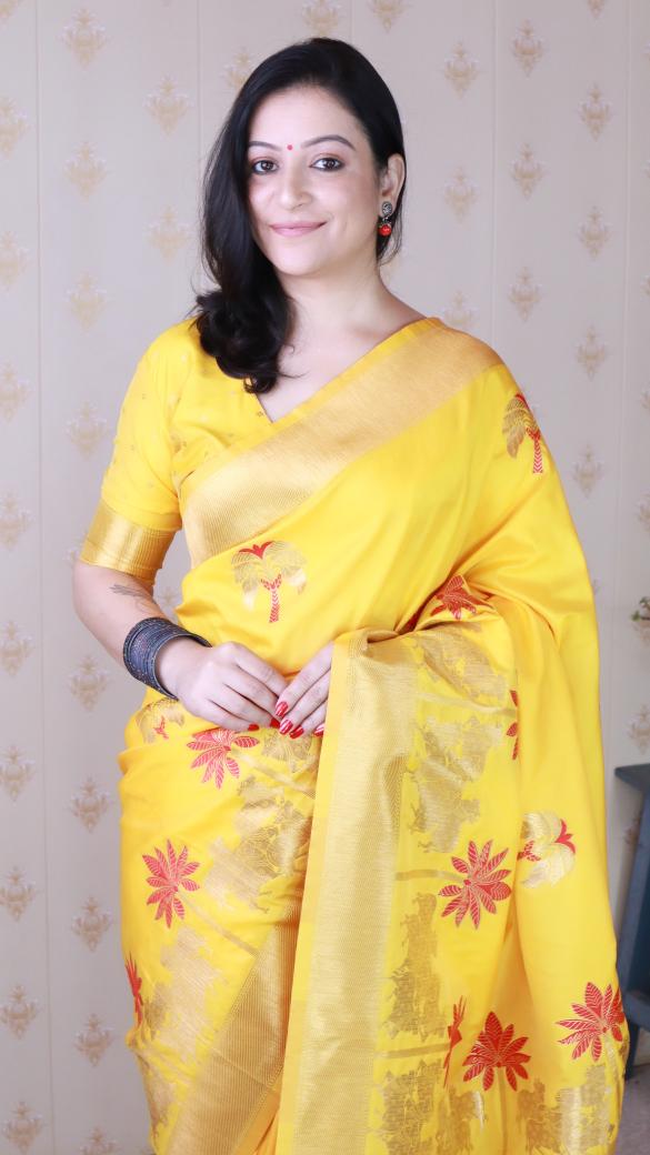 Mustard Soft Silk Saree