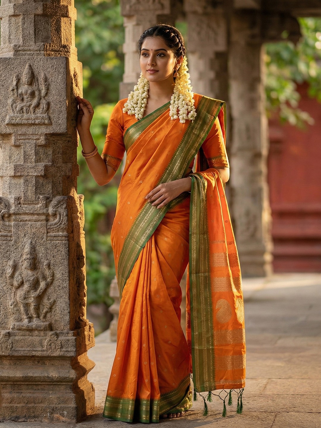 Mustard Soft Silk Zari Woven Saree