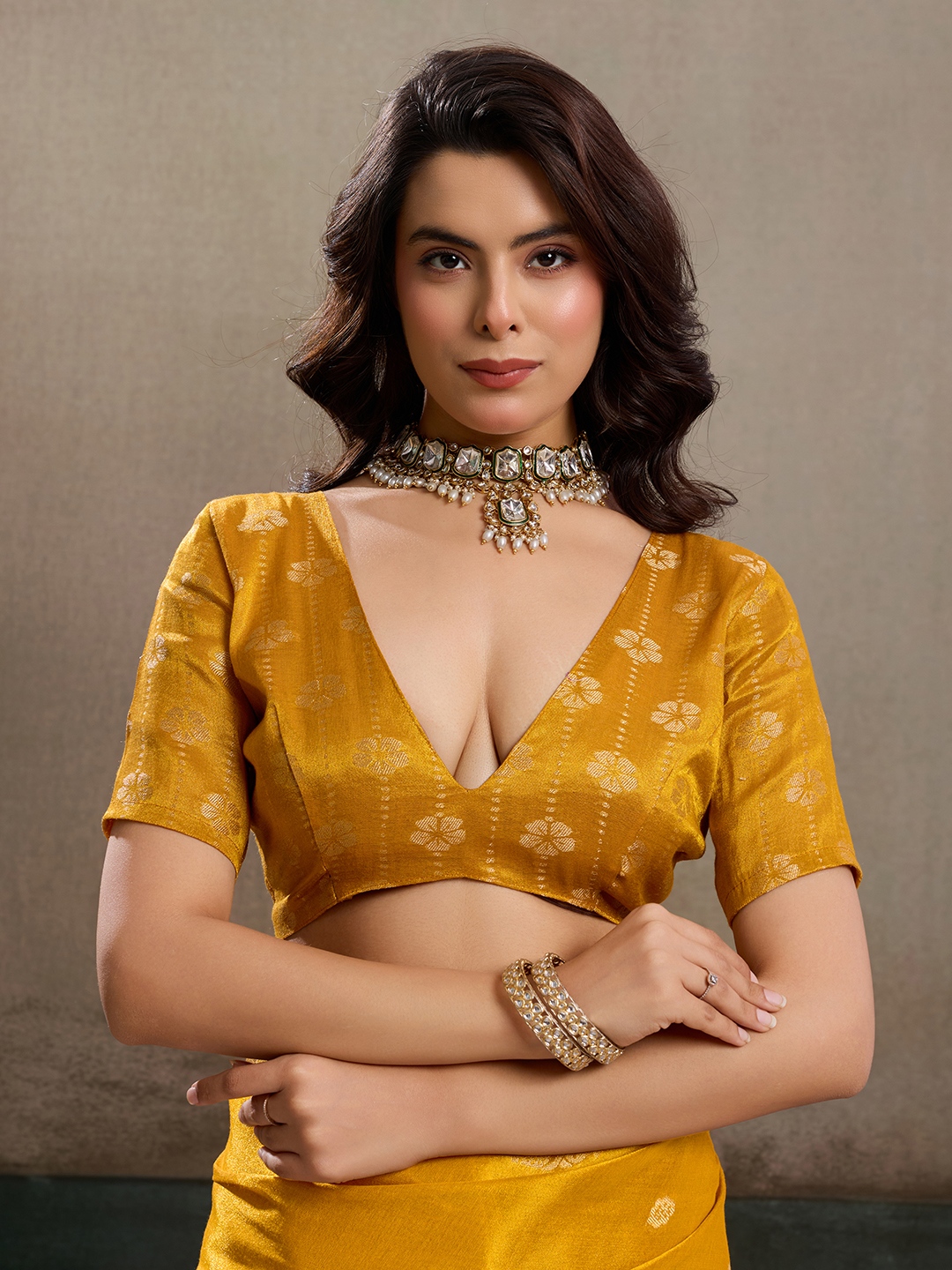 Mustard Tissue Silk Woven Designer Saree