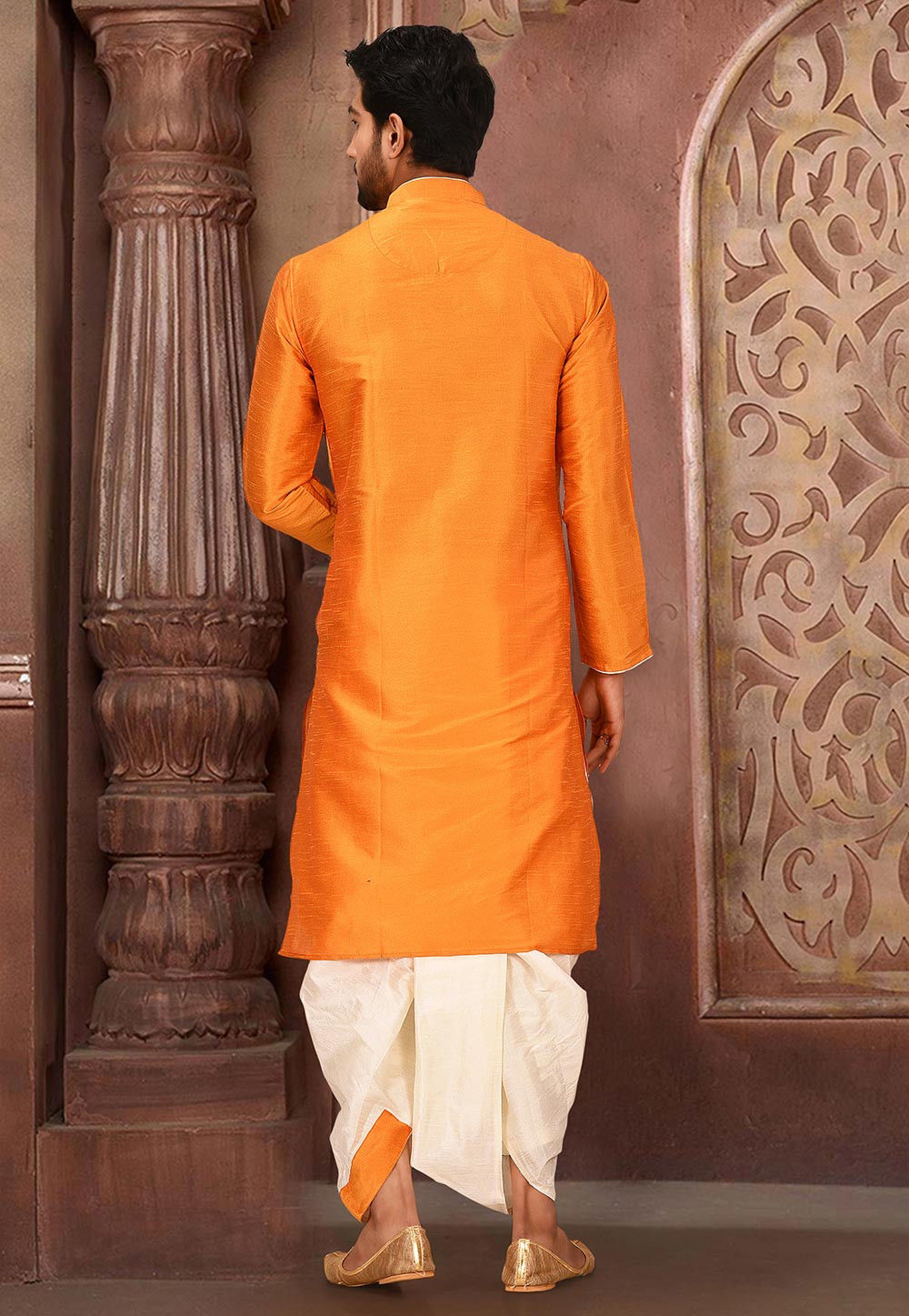Musterd Solid Art Silk Kurta Dhoti Set — alternate view
