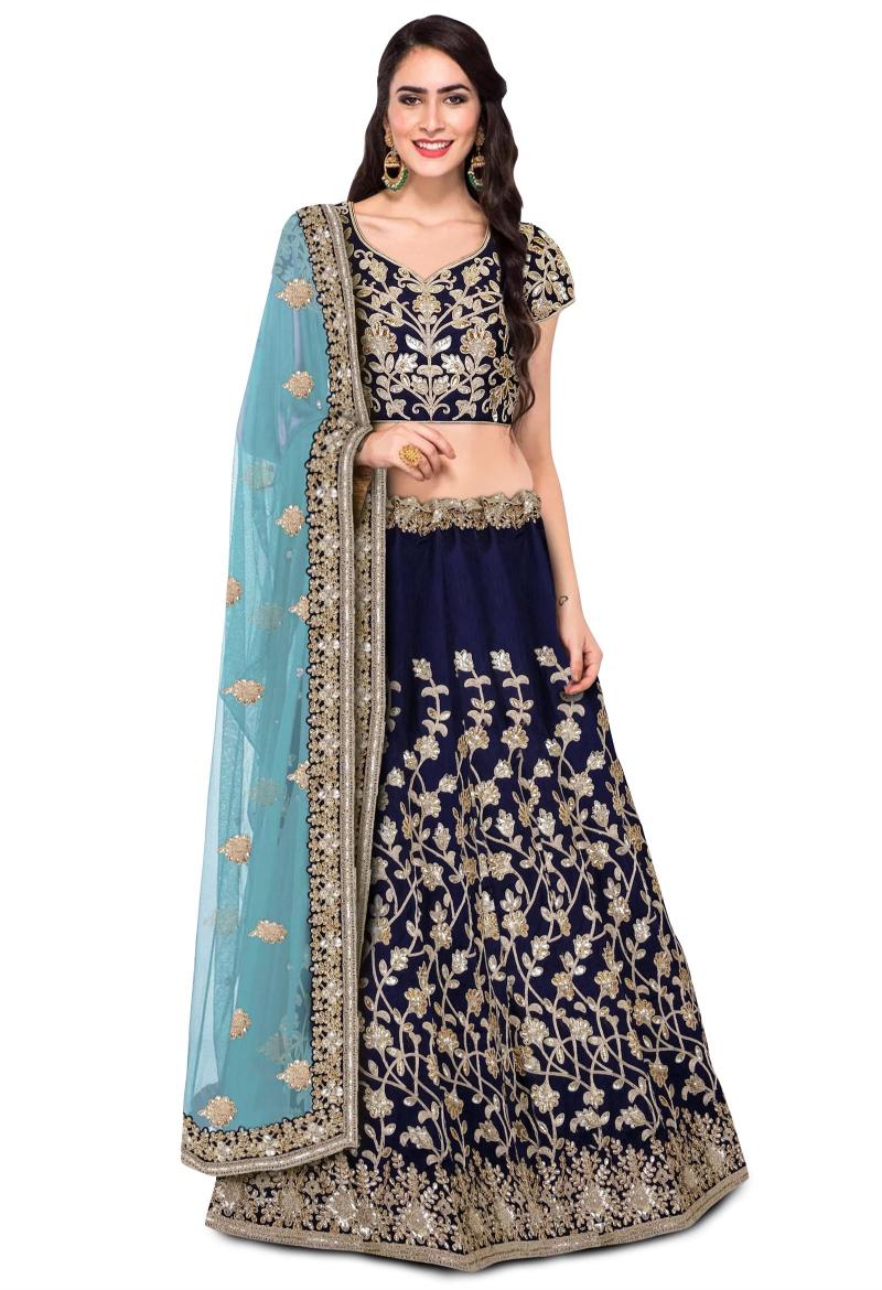 Navy Blue Bridal Lehenga Choli