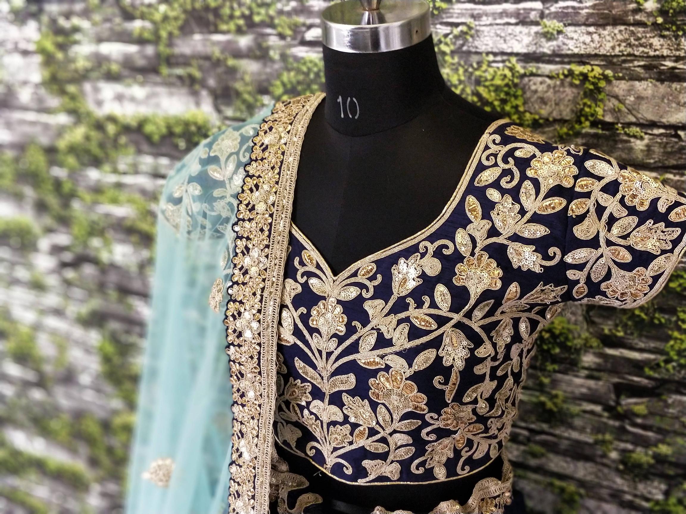 Navy Blue Bridal Lehenga Choli