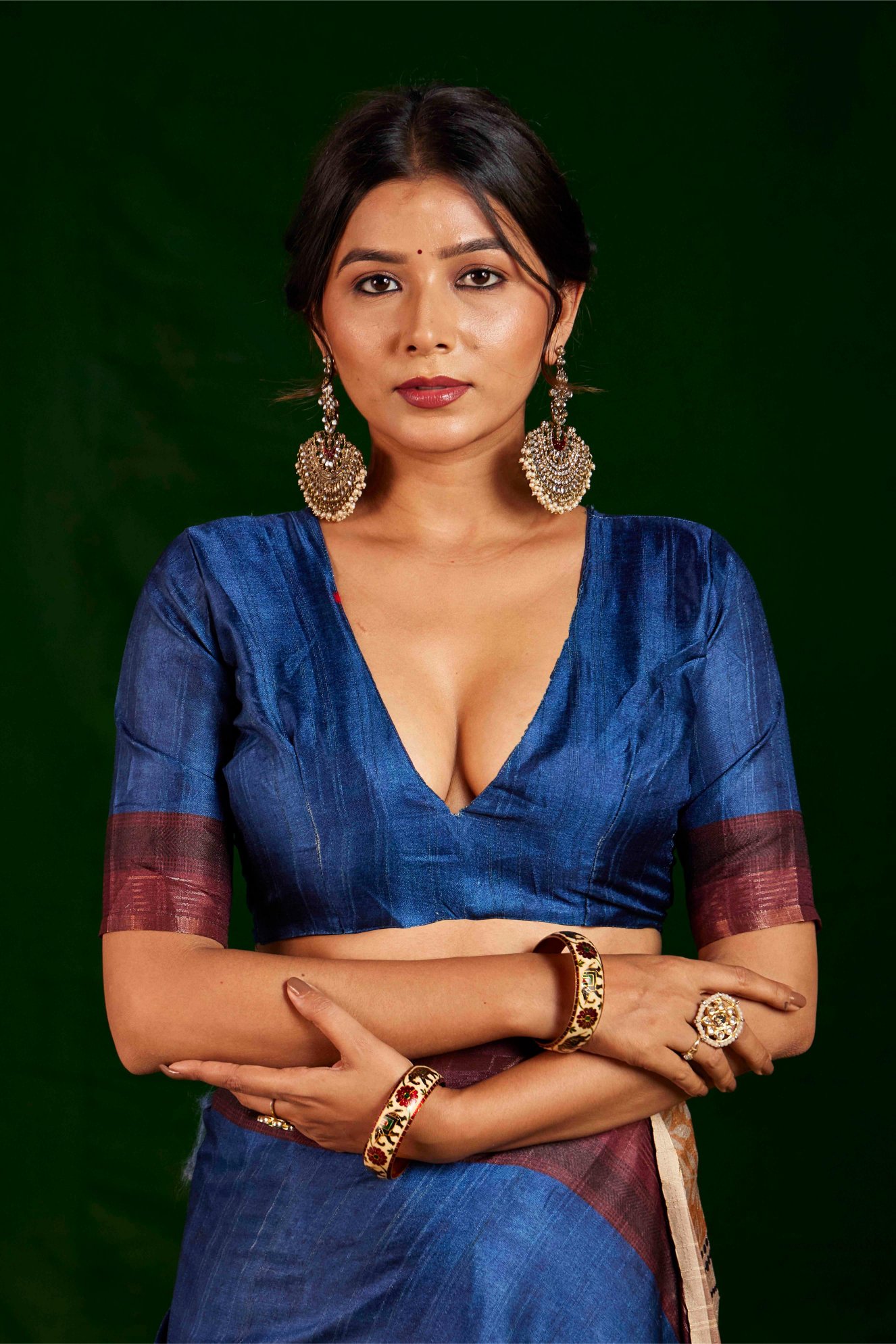 Navy Blue Gathan Silk Woven Designer Digital Printed Saree
