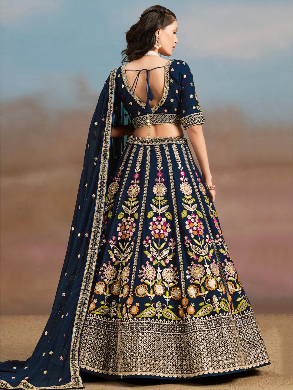 Navy Blue Georgette Lehenga Choli — alternate view