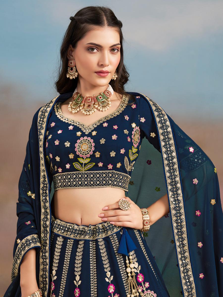 Navy Blue Georgette Lehenga Choli