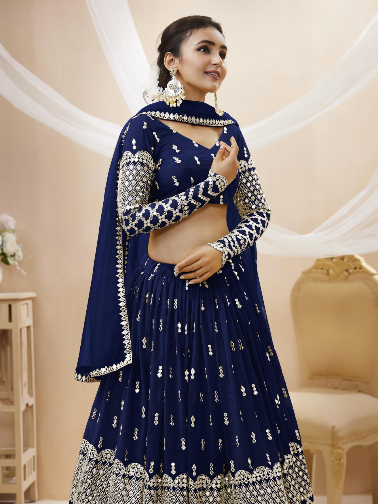 Navy Blue Georgette Lehenga — alternate view