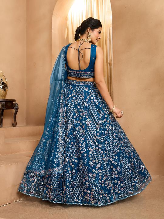 Navy Blue Net Lehenga Choli — alternate view
